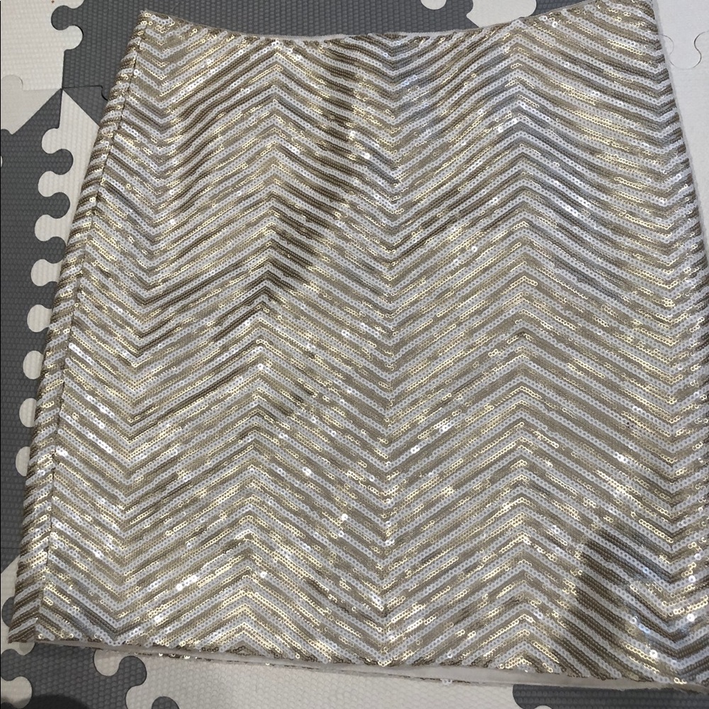 Banana Republic sequined skirt, gold and white